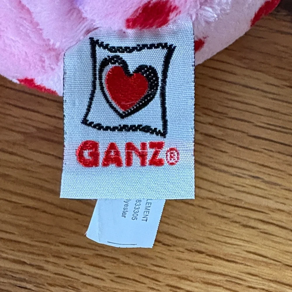 GANZ Pink Frog Stuffed Animal with Heart Patterns